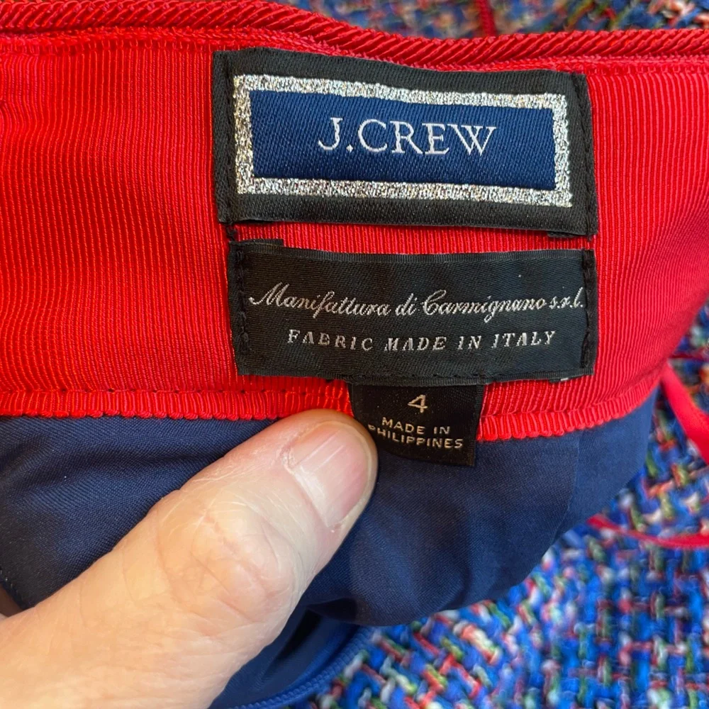 J. Crew Fluted Skirt Autumn Tweed Blue Red Green Colorful - size 4